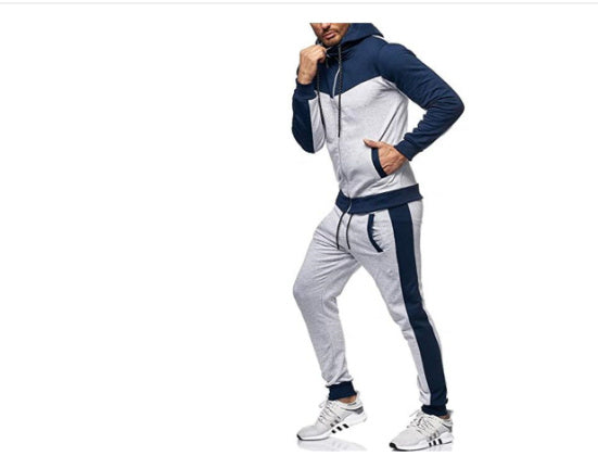 Men's Hooded Color Block Casual Cardigan Set Men's Hooded Color Block Casual Cardigan Set