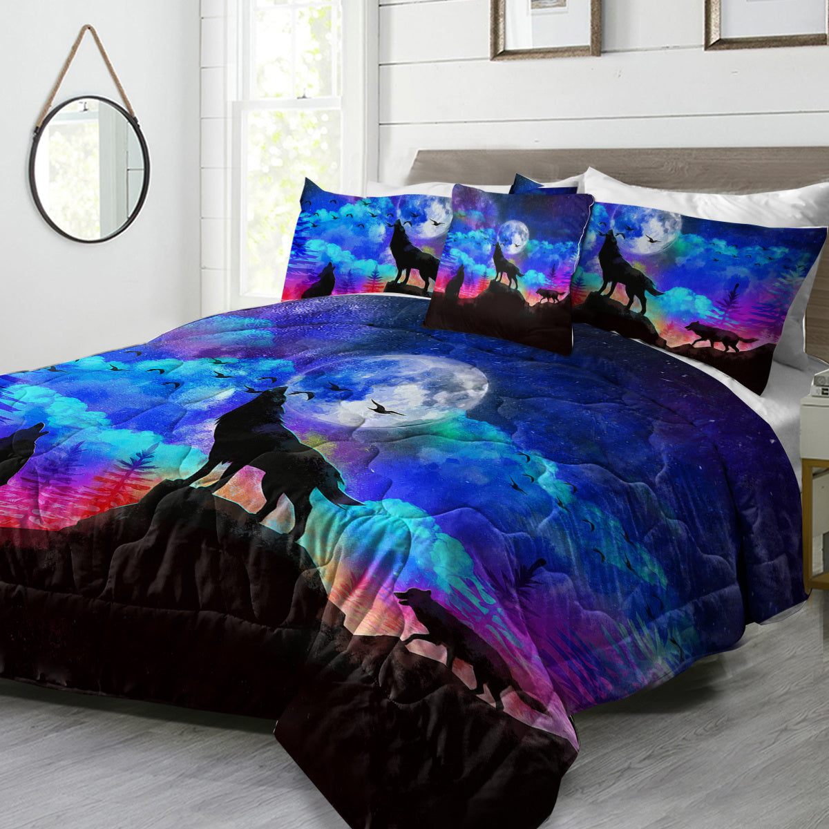 Galaxy Comforter Set Men 3D Wolf Bed Comforter Set 4 Piece Wolves Howling Bedding For Boys Retro Oil Painting Design Purple Blue And Black Bedding Set Queen King Size Galaxy Comforter Set Men 3D Wolf Bed Comforter Set 4 Piece Wolves Howling Bedding For Boys Retro Oil Painting Design Purple Blue And Black Bedding Set Queen King Size