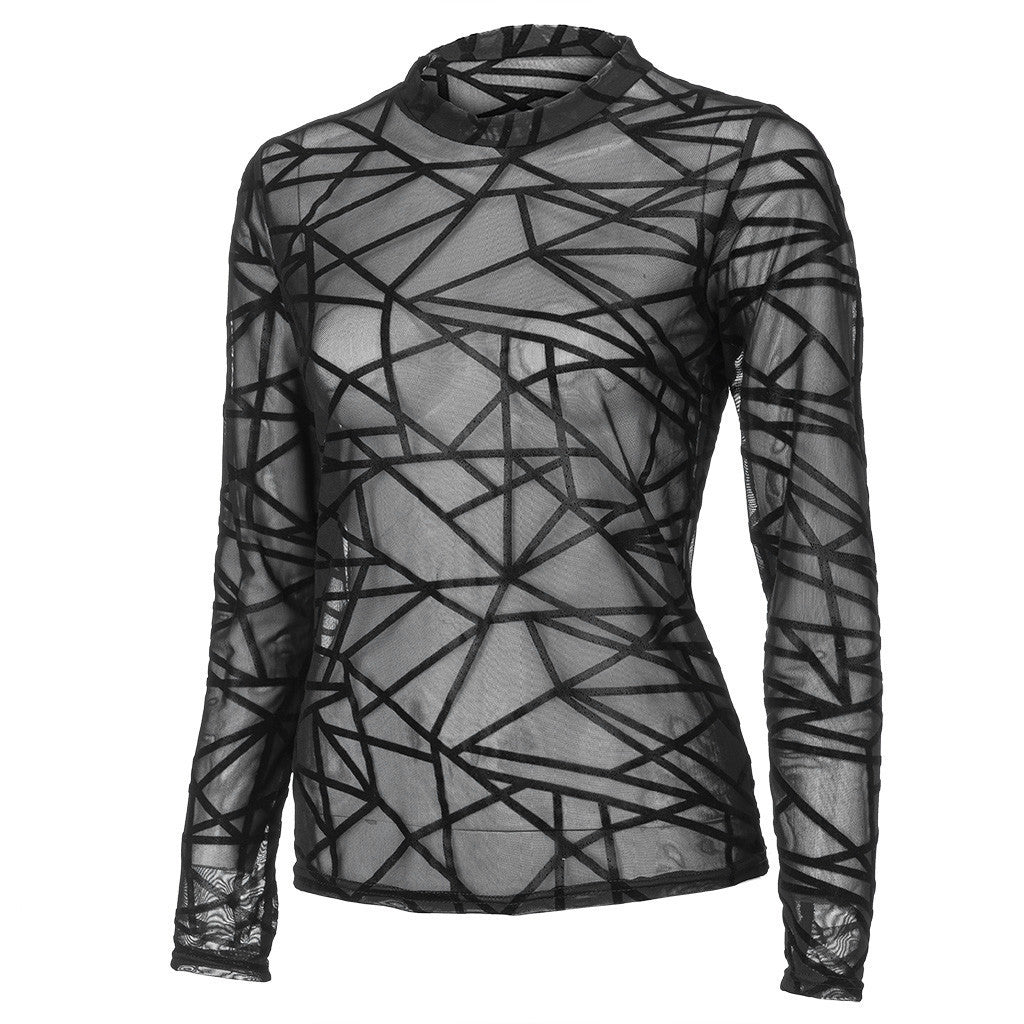Sexy Women Blouses Transparent Mesh Long Sleeve Tops Tee Sexy Women Blouses Transparent Mesh Long Sleeve Tops Tee