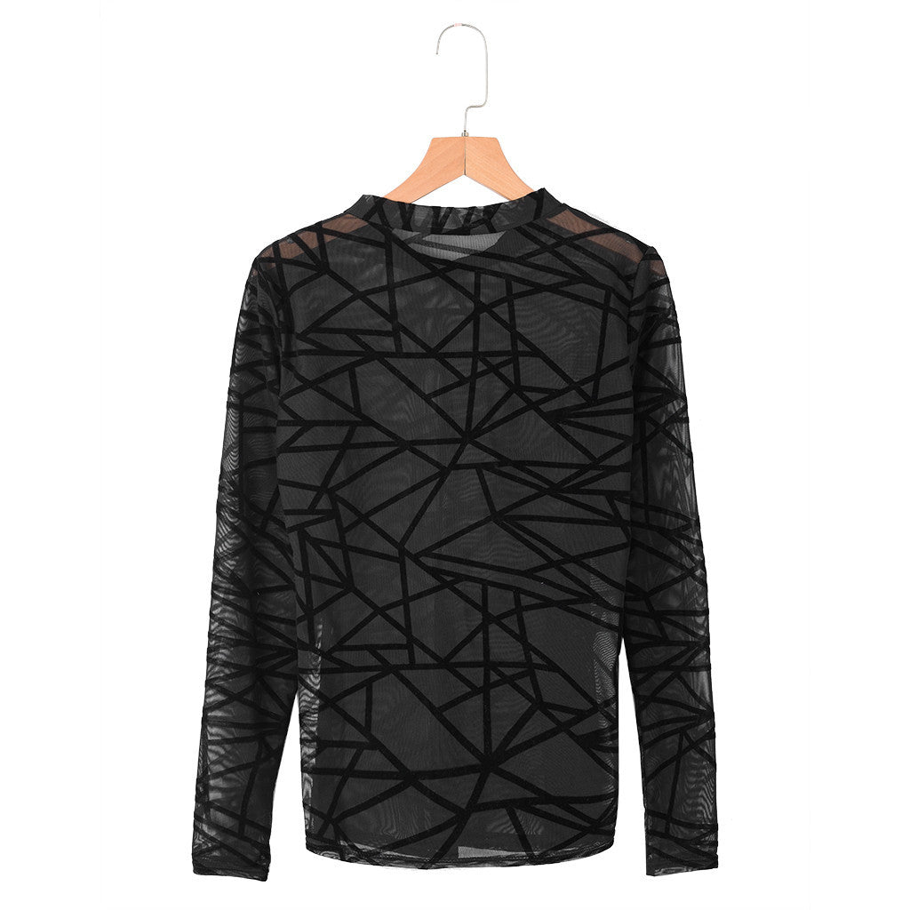 Sexy Women Blouses Transparent Mesh Long Sleeve Tops Tee Sexy Women Blouses Transparent Mesh Long Sleeve Tops Tee