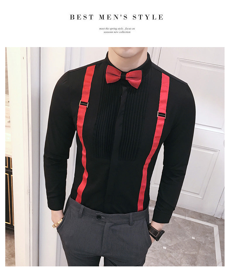 Autumn New Men'S Pull Strap Long-Sleeved Formal Shirts Autumn New Men'S Pull Strap Long-Sleeved Formal Shirts