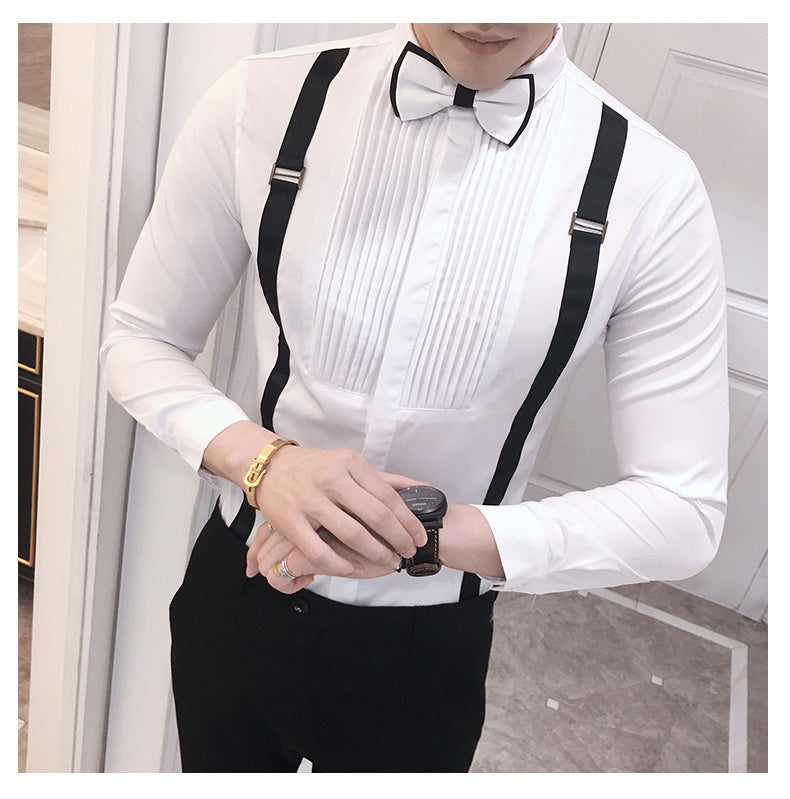Autumn New Men'S Pull Strap Long-Sleeved Formal Shirts Autumn New Men'S Pull Strap Long-Sleeved Formal Shirts