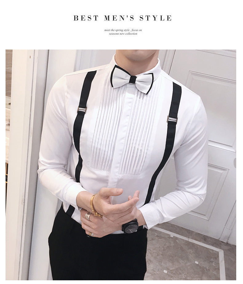Autumn New Men'S Pull Strap Long-Sleeved Formal Shirts Autumn New Men'S Pull Strap Long-Sleeved Formal Shirts