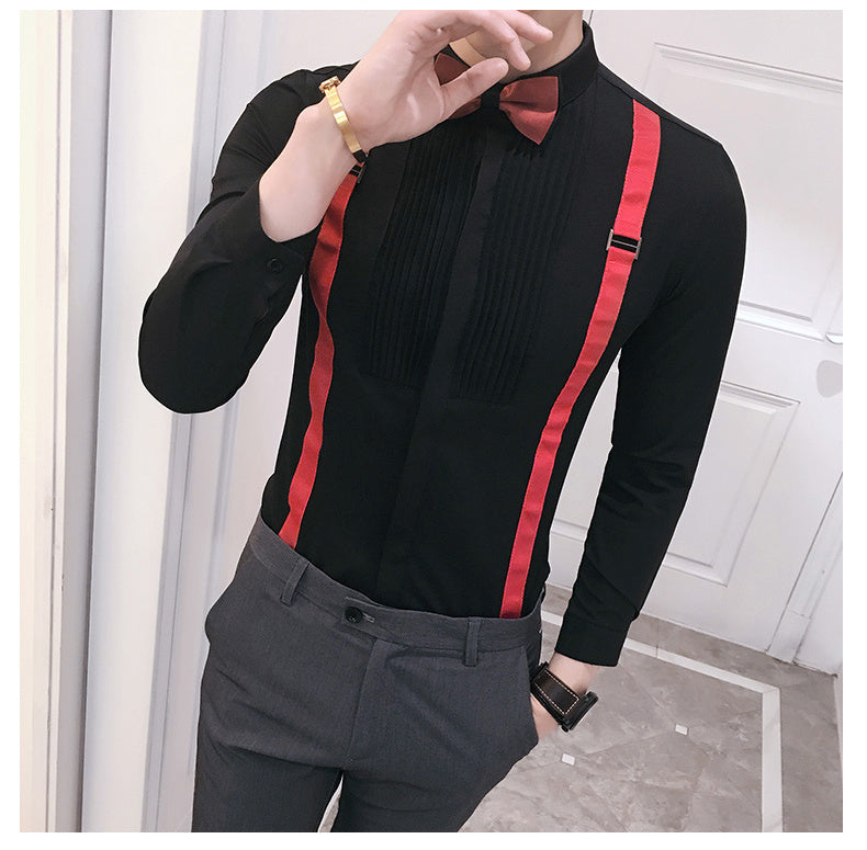 Autumn New Men'S Pull Strap Long-Sleeved Formal Shirts Autumn New Men'S Pull Strap Long-Sleeved Formal Shirts
