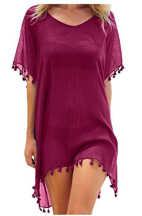 Women Blouses Loose Chiffon Dress Summer Beach Tunic Cover-Up Shirt Women Blouses Loose Chiffon Dress Summer Beach Tunic Cover-Up Shirt