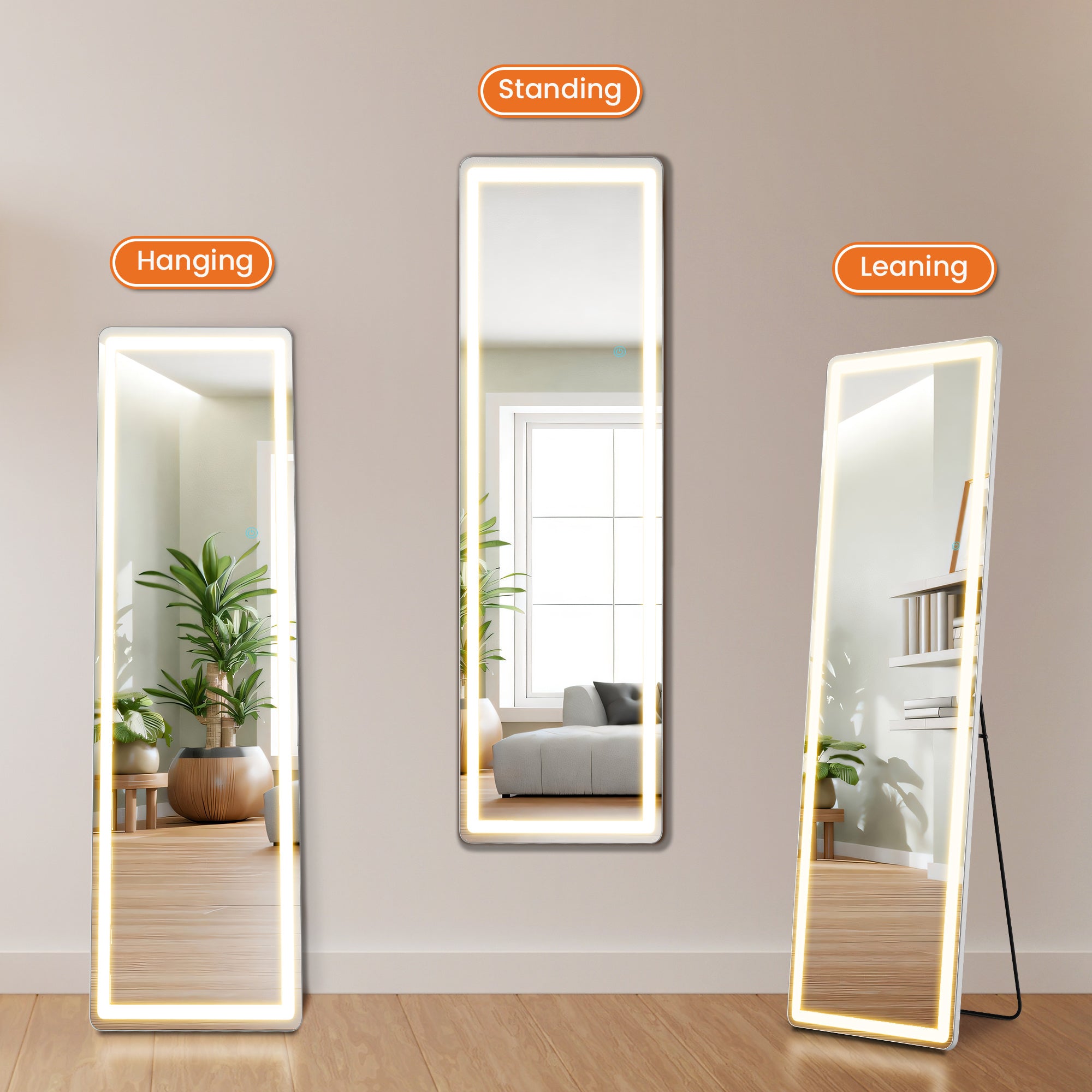 3 Color Lighting Mirror With LED Lights 3 Color Lighting Mirror With LED Lights