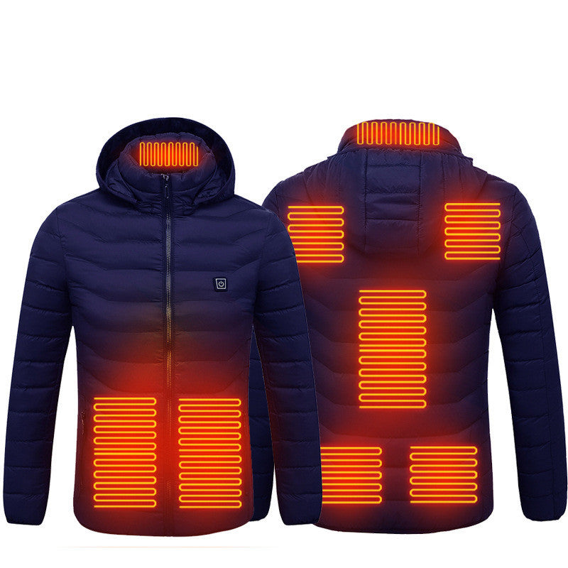 Men Heated Puffer Jacket Electric Heating Coat Insulated Hood Windbreaker 9Heat Zones Men Heated Puffer Jacket Electric Heating Coat Insulated Hood Windbreaker 9Heat Zones