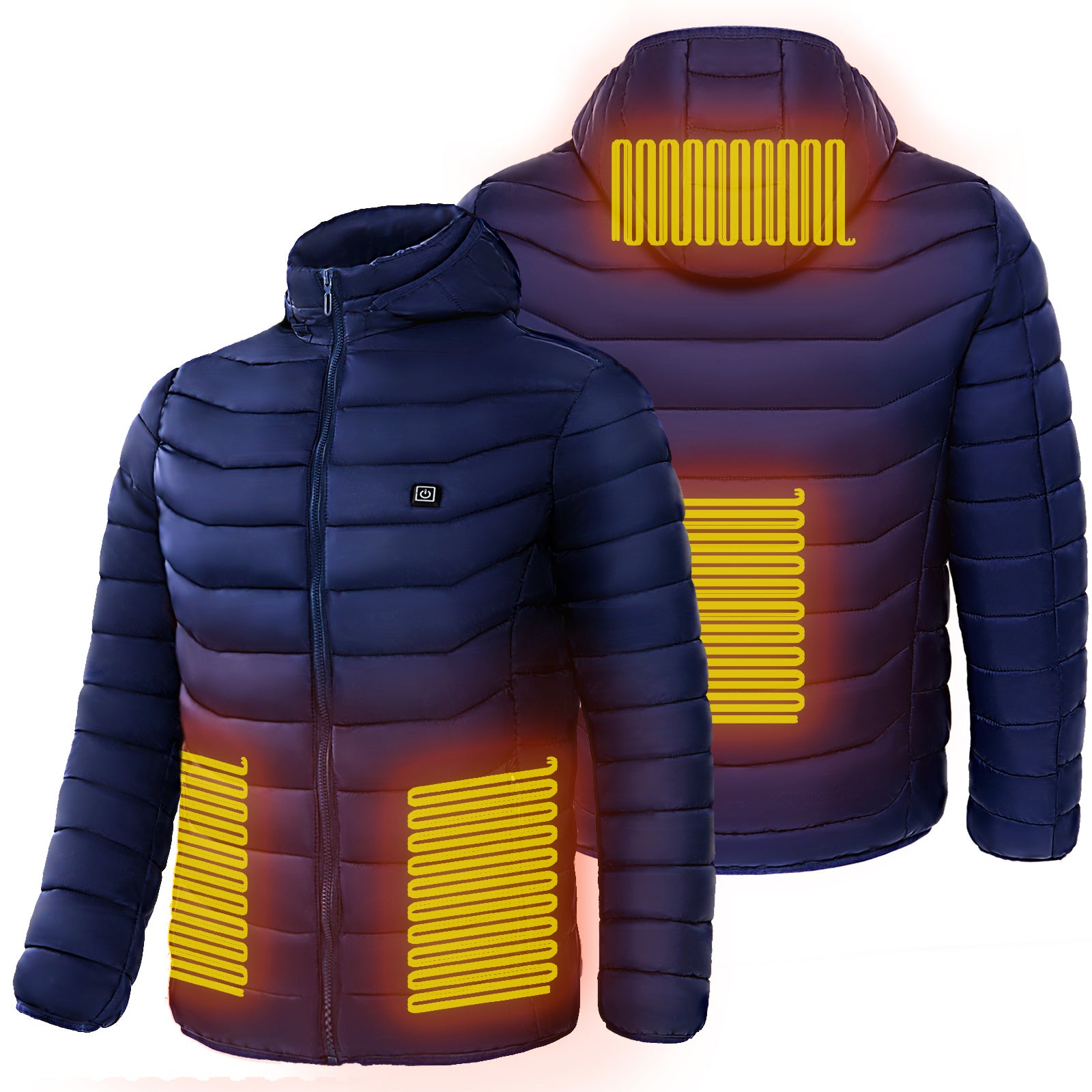 Men Heated Puffer Jacket Electric Heating Coat Insulated Hood Windbreaker 9Heat Zones Men Heated Puffer Jacket Electric Heating Coat Insulated Hood Windbreaker 9Heat Zones