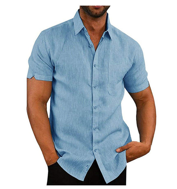 Men Short Sleeve Summer Solid Shirts Casual Loose Tops Tee Men Short Sleeve Summer Solid Shirts Casual Loose Tops Tee