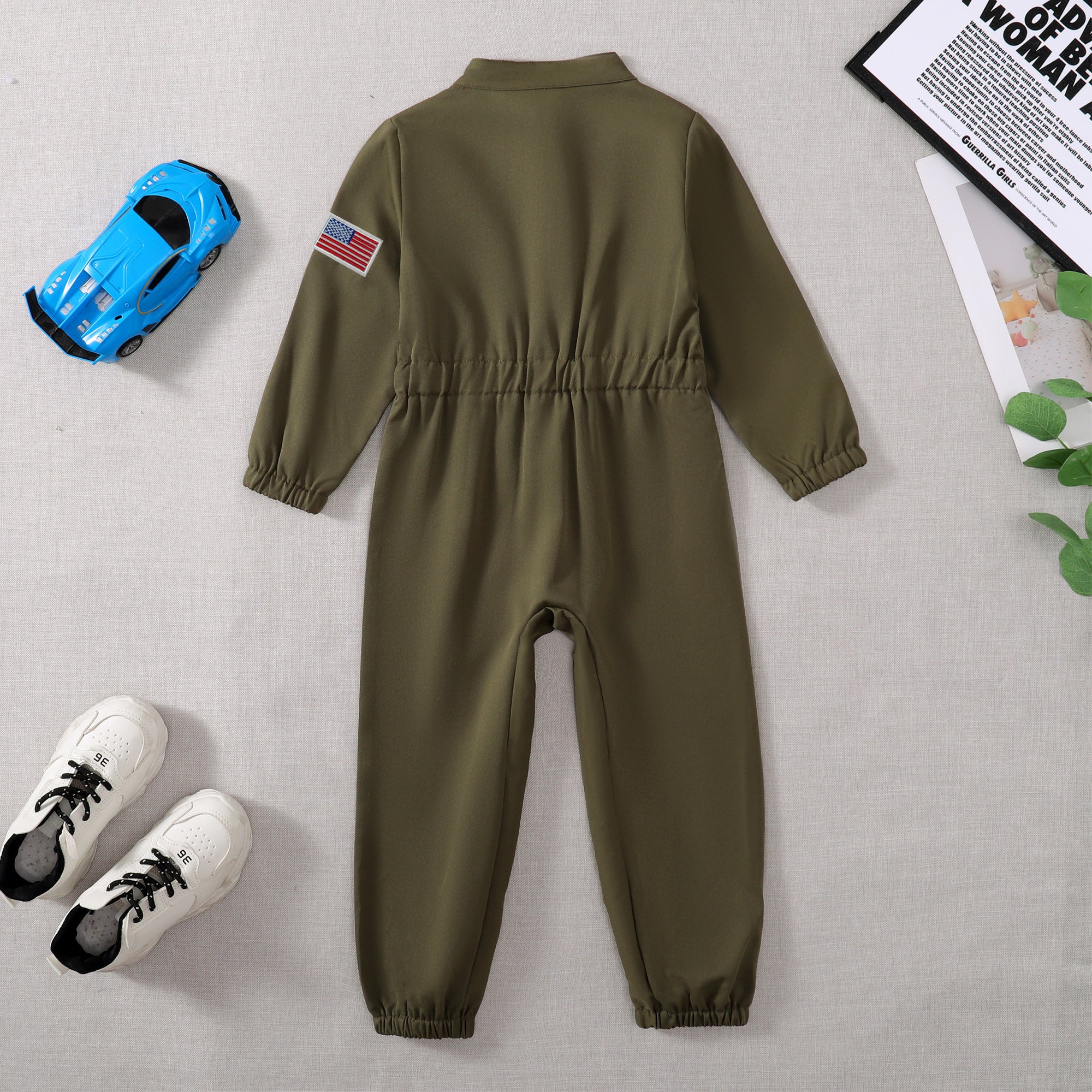 Toddler Boys Pilot Jumpsuit Army Green Long Sleeve Romper, Perfect For Birthday Party Outfits Toddler Boys Pilot Jumpsuit Army Green Long Sleeve Romper, Perfect For Birthday Party Outfits