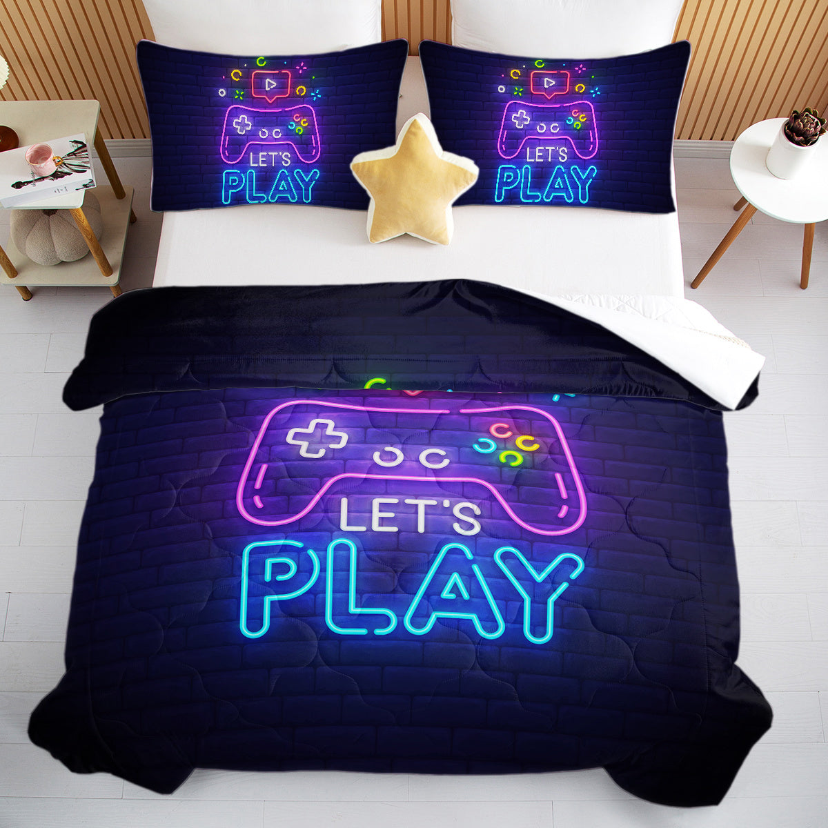 3 Pieces Neon Game Pattern Comforter Set Ultra Soft Bedding Set 3 Pieces Neon Game Pattern Comforter Set Ultra Soft Bedding Set