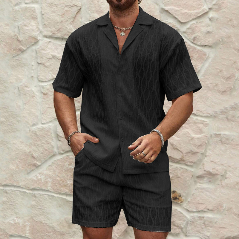 Men Tracksuits Summer Fashion Solid Loose Casual Two Pieces Lapel Button Shirt Shorts Beach Holiday All-match Outfits Male Men Tracksuits Summer Fashion Solid Loose Casual Two Pieces Lapel Button Shirt Shorts Beach Holiday All-match Outfits Male