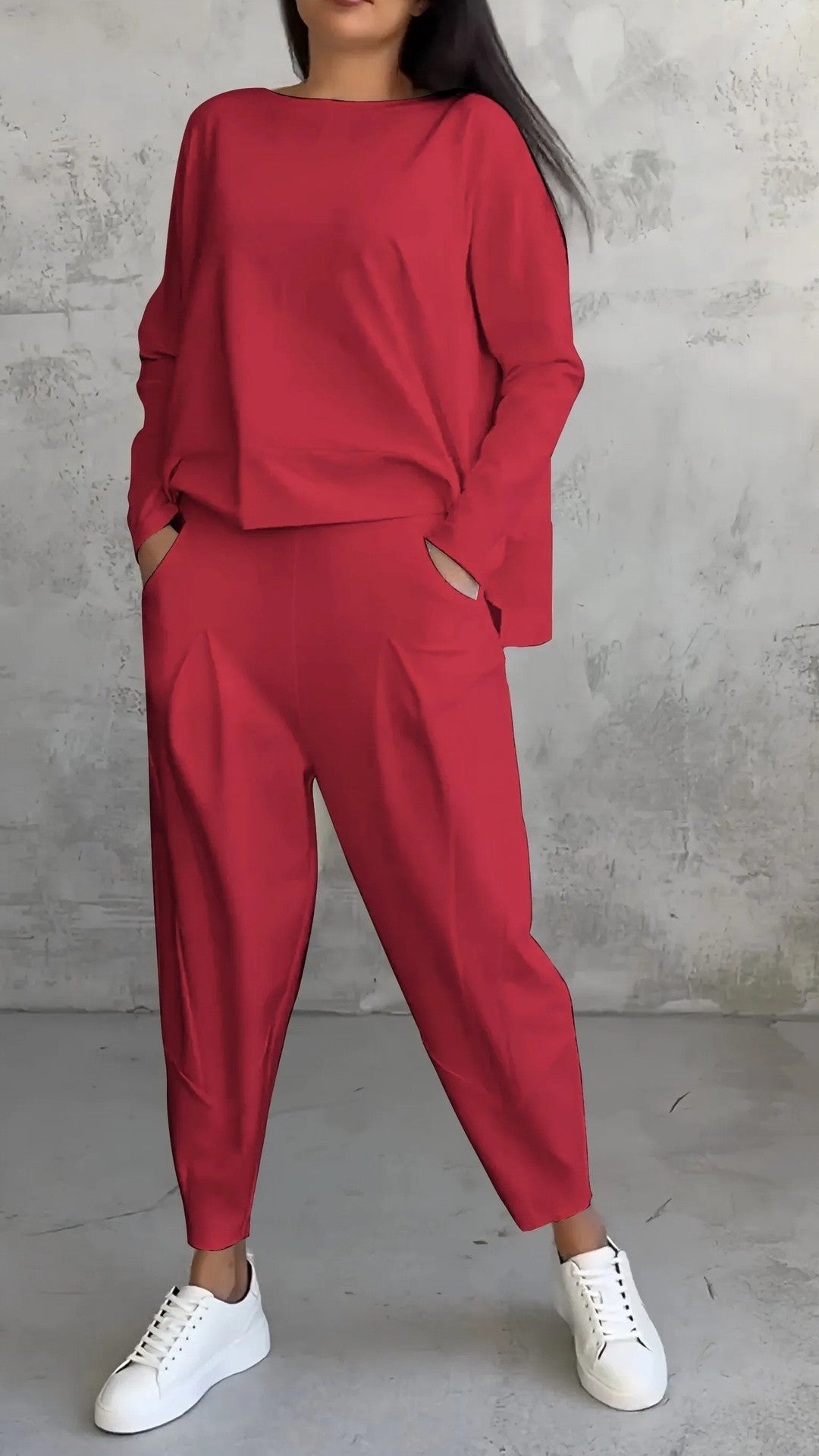 Women's Irregular Suit Long-sleeved Round Neck Top And Loose Harem Pants With Pockets Ins Fashion Trousers Set Women's Clothing Women's Irregular Suit Long-sleeved Round Neck Top And Loose Harem Pants With Pockets Ins Fashion Trousers Set Women's Clothing