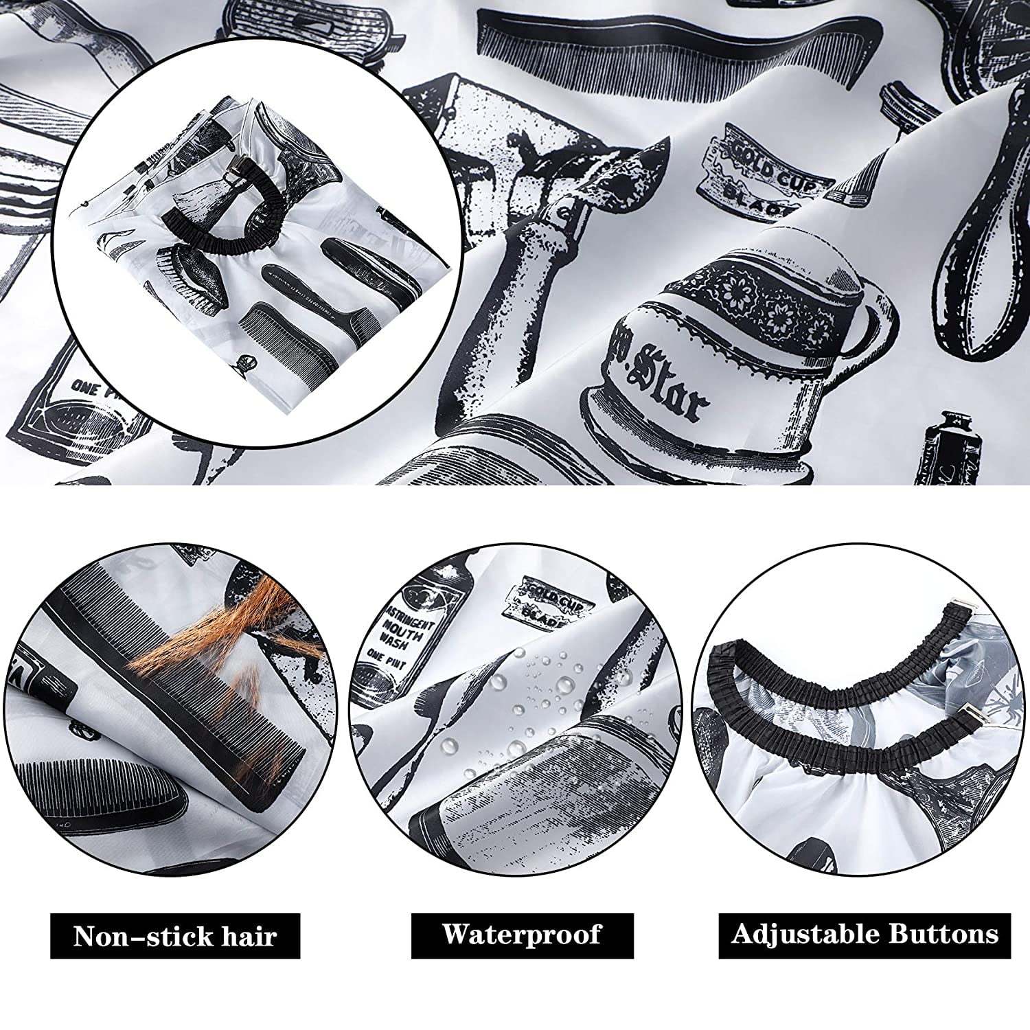 White Floral Print Professional Hair Cutting Salon Barber Cape With Neck Duster Brush, Hair Cutting Accessory White Floral Print Professional Hair Cutting Salon Barber Cape With Neck Duster Brush, Hair Cutting Accessory