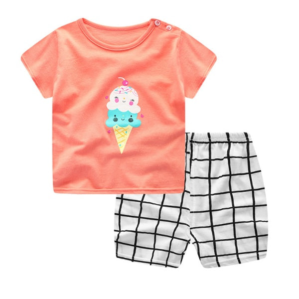Cartoon Clothing Baby Boy Summer Clothes T-shirt Baby Girl Casual Clothing Sets Cartoon Clothing Baby Boy Summer Clothes T-shirt Baby Girl Casual Clothing Sets