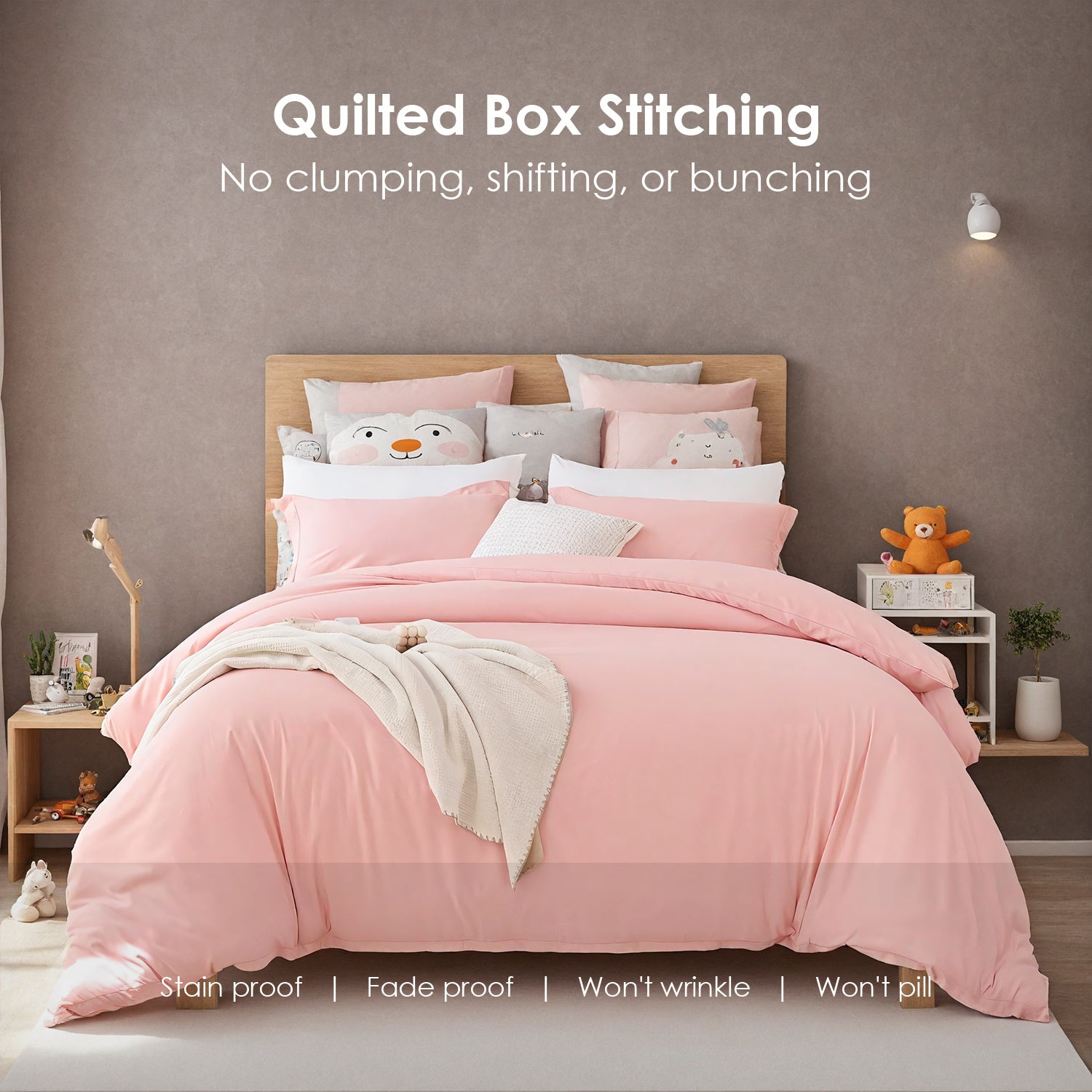 Three-piece Bedding Set With Solid Color Quilt Cover And Pillowcase, Three-piece Bedding Set - Super Soft Microfiber Hotel Series - Brushed Super Soft And Machine Washable, Cute Pink Three-piece Set W Three-piece Bedding Set With Solid Color Quilt Cover And Pillowcase, Three-piece Bedding Set - Super Soft Microfiber Hotel Series - Brushed Super Soft And Machine Washable, Cute Pink Three-piece Set W