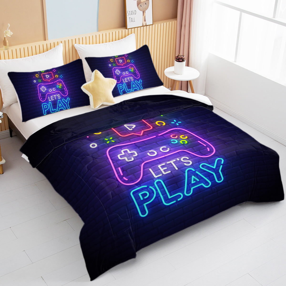 3 Pieces Neon Game Pattern Comforter Set Ultra Soft Bedding Set 3 Pieces Neon Game Pattern Comforter Set Ultra Soft Bedding Set