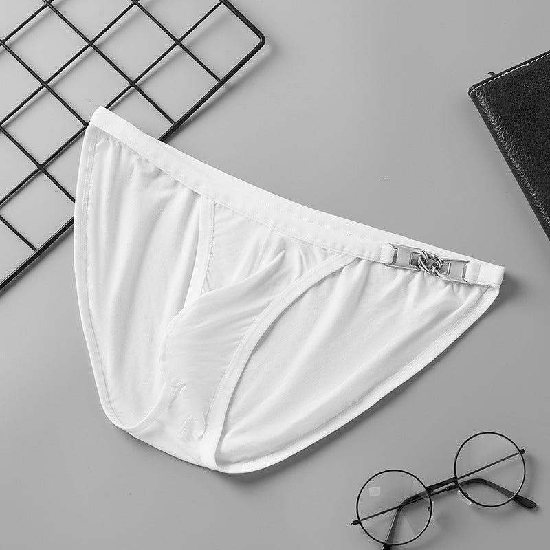 Metal Decorative Thin Low Waist Breathable Sweat Absorbing Sexy Briefs Men Metal Decorative Thin Low Waist Breathable Sweat Absorbing Sexy Briefs Men