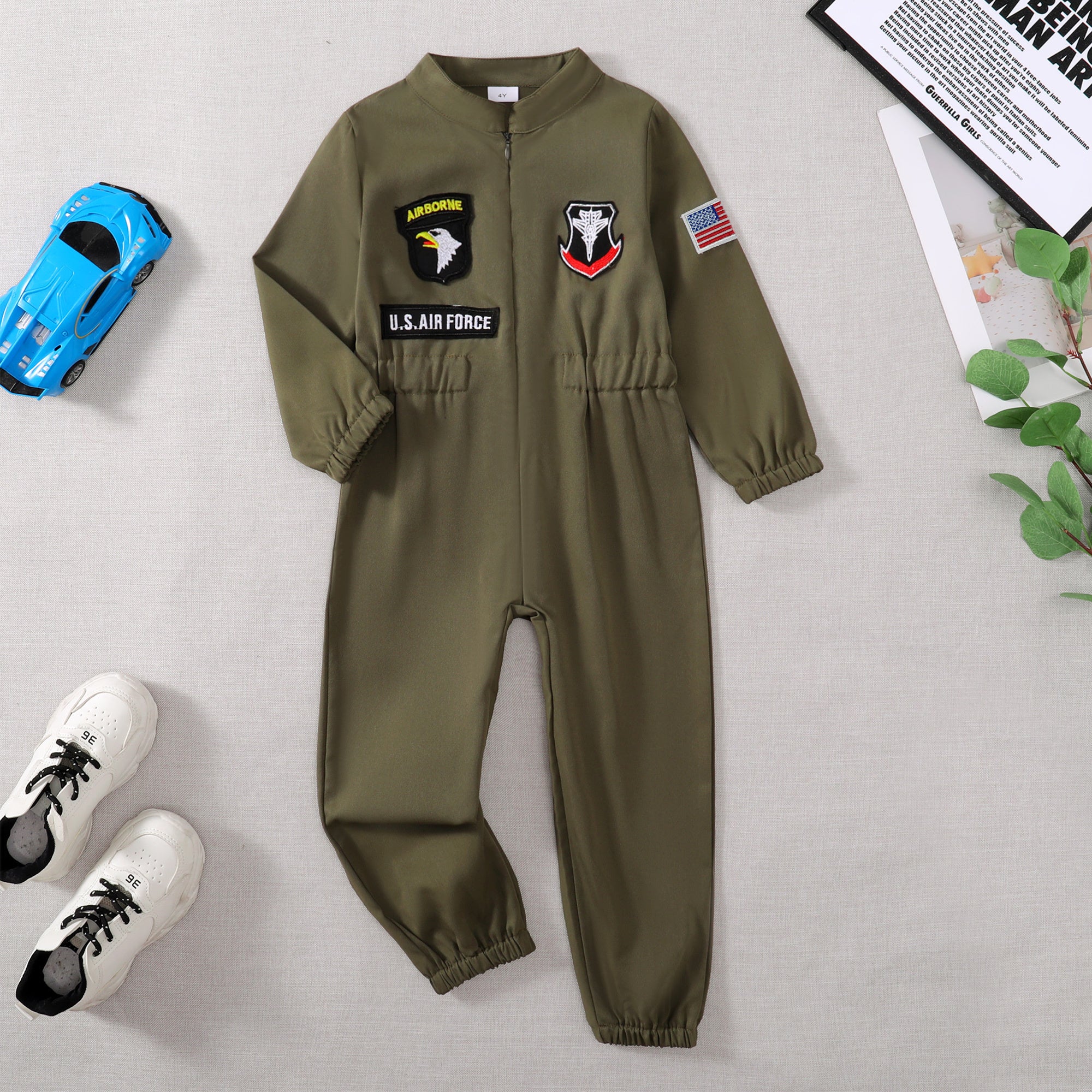 Toddler Boys Pilot Jumpsuit Army Green Long Sleeve Romper, Perfect For Birthday Party Outfits Toddler Boys Pilot Jumpsuit Army Green Long Sleeve Romper, Perfect For Birthday Party Outfits