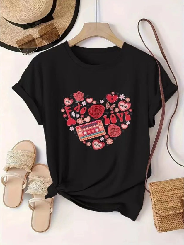 Love Valentine'S Day T-Shirt, Couple T-Shirt, Couple Christmas, Fashion Casual T-Shirt, Short-Sleeved T-Shirt Love Valentine'S Day T-Shirt, Couple T-Shirt, Couple Christmas, Fashion Casual T-Shirt, Short-Sleeved T-Shirt