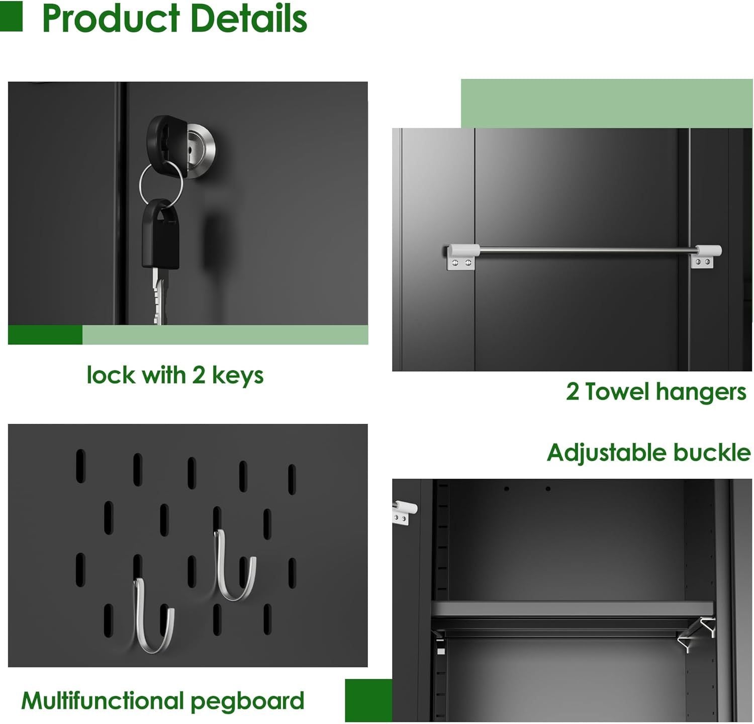 Aobabo Black Metal Cleaning Tool Storage Cabinet With Lockable Door With Keys, Adjustable Shelves, Pegboard, 13 Hooks, Broom Closet Storage Cabinet For Janitorial Supplies Aobabo Black Metal Cleaning Tool Storage Cabinet With Lockable Door With Keys, Adjustable Shelves, Pegboard, 13 Hooks, Broom Closet Storage Cabinet For Janitorial Supplies