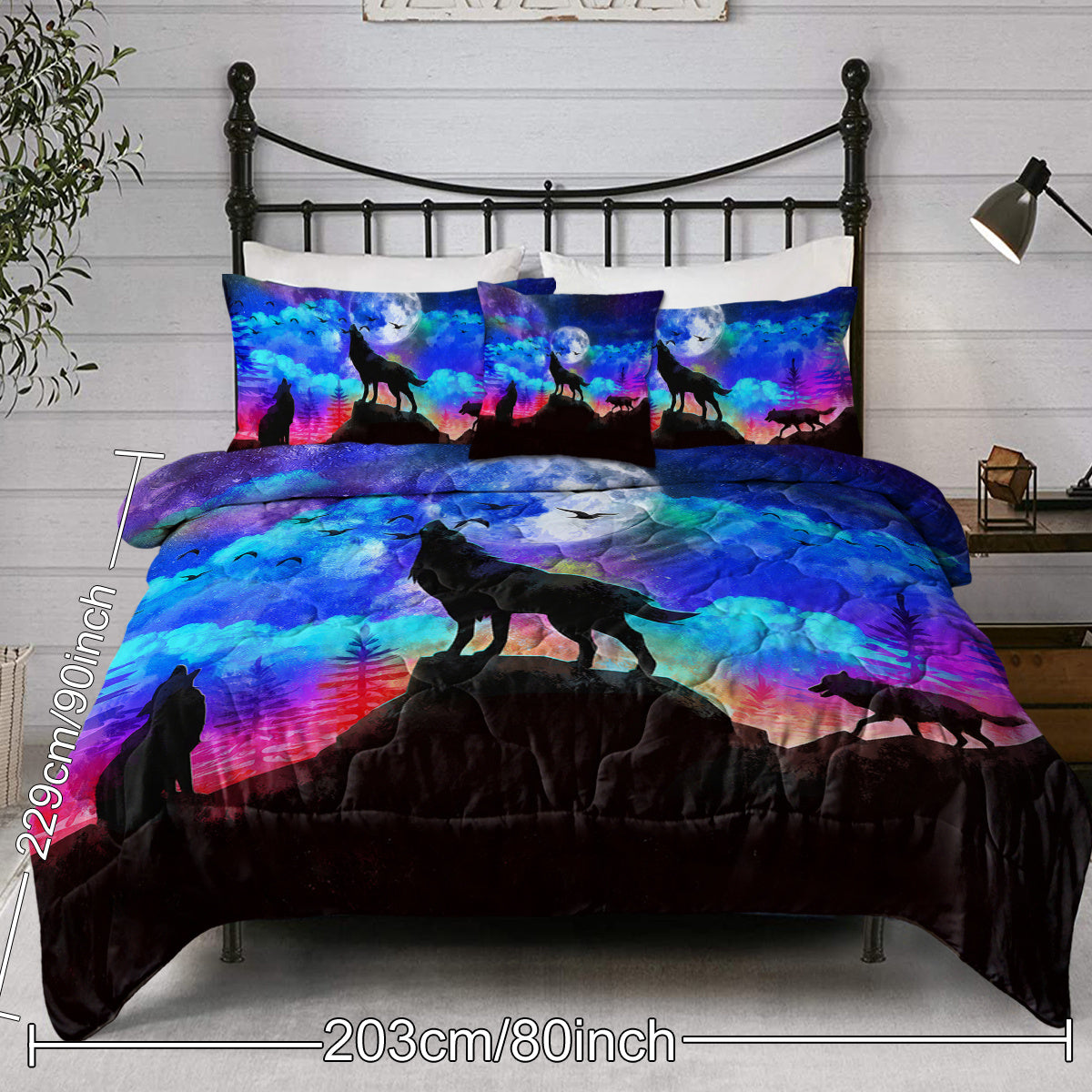 Galaxy Comforter Set Men 3D Wolf Bed Comforter Set 4 Piece Wolves Howling Bedding For Boys Retro Oil Painting Design Purple Blue And Black Bedding Set Queen King Size Galaxy Comforter Set Men 3D Wolf Bed Comforter Set 4 Piece Wolves Howling Bedding For Boys Retro Oil Painting Design Purple Blue And Black Bedding Set Queen King Size