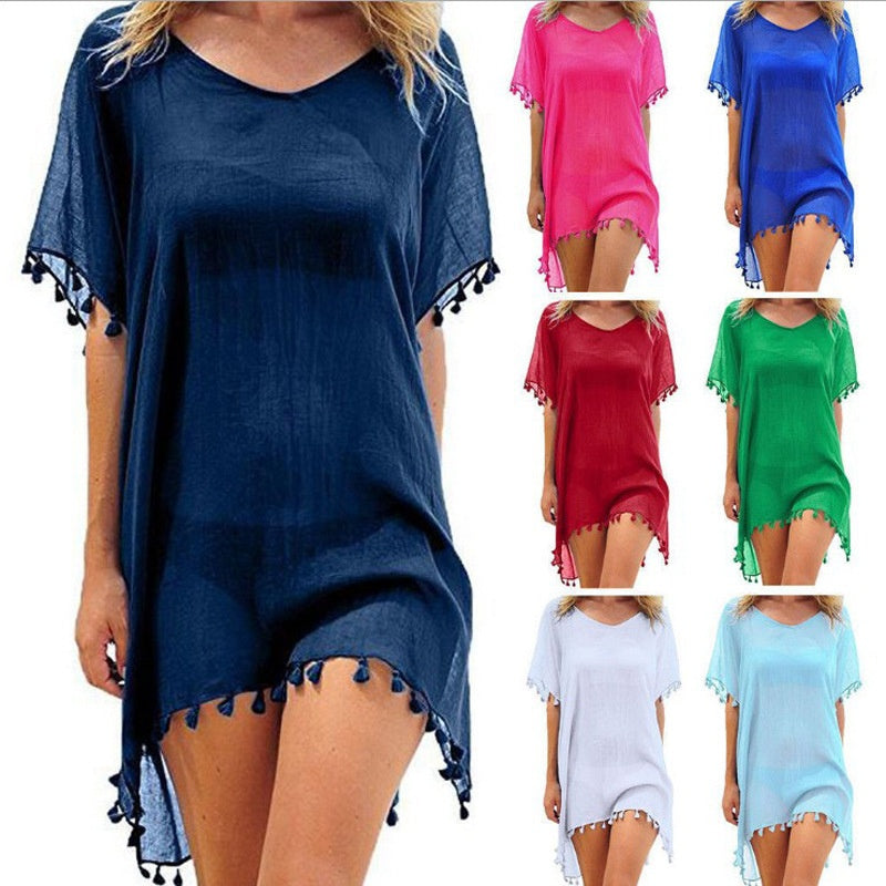 Women Blouses Loose Chiffon Dress Summer Beach Tunic Cover-Up Shirt Women Blouses Loose Chiffon Dress Summer Beach Tunic Cover-Up Shirt
