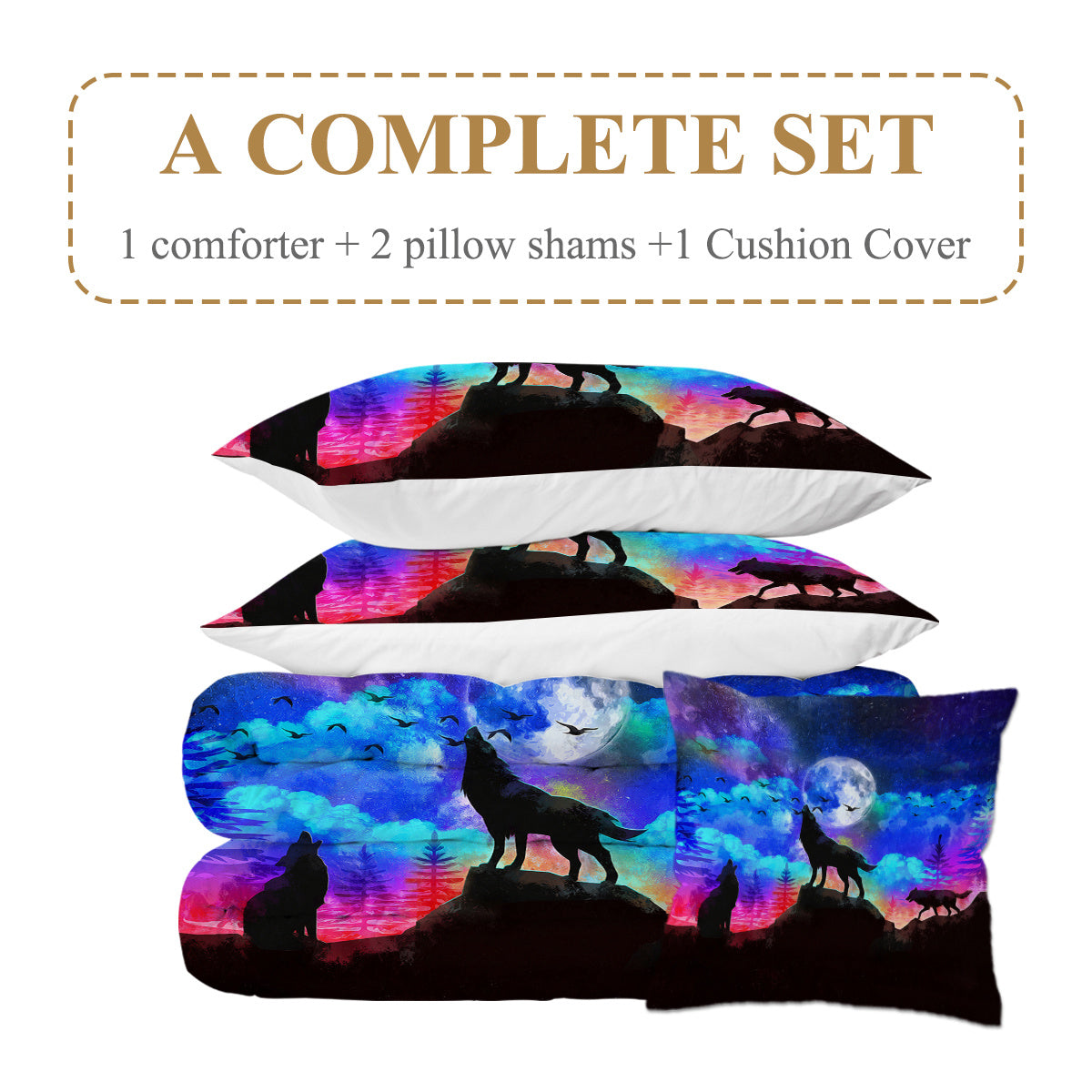 Galaxy Comforter Set Men 3D Wolf Bed Comforter Set 4 Piece Wolves Howling Bedding For Boys Retro Oil Painting Design Purple Blue And Black Bedding Set Queen King Size Galaxy Comforter Set Men 3D Wolf Bed Comforter Set 4 Piece Wolves Howling Bedding For Boys Retro Oil Painting Design Purple Blue And Black Bedding Set Queen King Size
