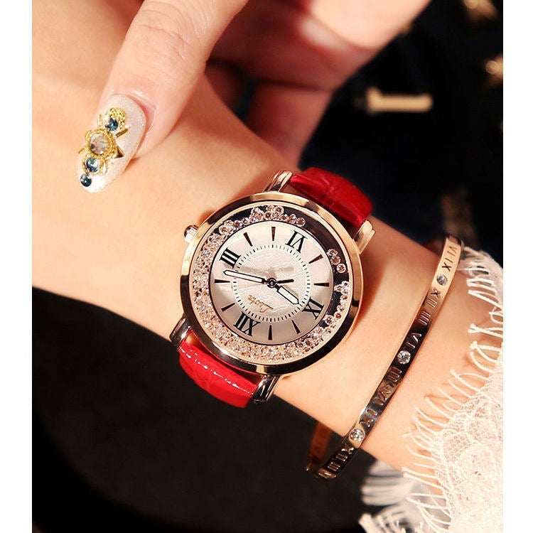 Mobile rhinestone women's watch Korean fashion trend student retro belt watch quartz watch Mobile rhinestone women's watch Korean fashion trend student retro belt watch quartz watch