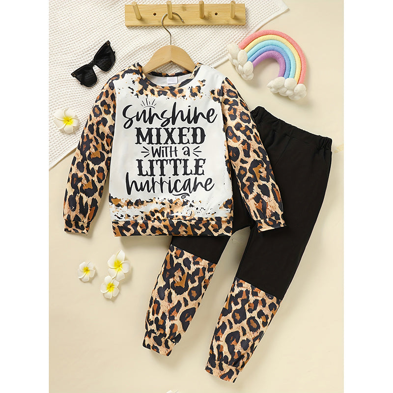 Toddler Girls Fall Winter Outfits Leopard Letter Print Crewneck Long Sleeve Sweatshirt Top & Sweatpant 2 Piece Clothing Set Toddler Girls Fall Winter Outfits Leopard Letter Print Crewneck Long Sleeve Sweatshirt Top & Sweatpant 2 Piece Clothing Set