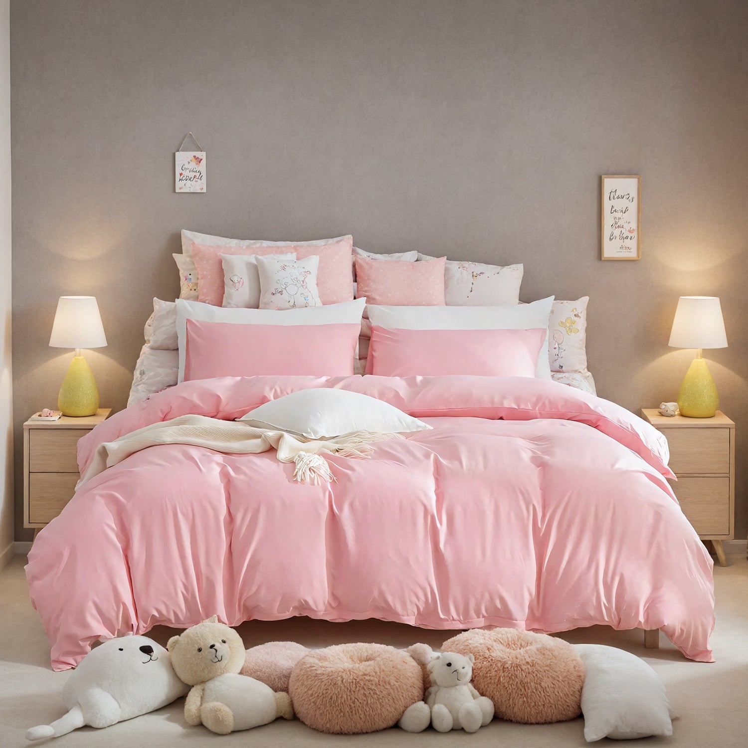 Three-piece Bedding Set With Solid Color Quilt Cover And Pillowcase, Three-piece Bedding Set - Super Soft Microfiber Hotel Series - Brushed Super Soft And Machine Washable, Cute Pink Three-piece Set W Three-piece Bedding Set With Solid Color Quilt Cover And Pillowcase, Three-piece Bedding Set - Super Soft Microfiber Hotel Series - Brushed Super Soft And Machine Washable, Cute Pink Three-piece Set W