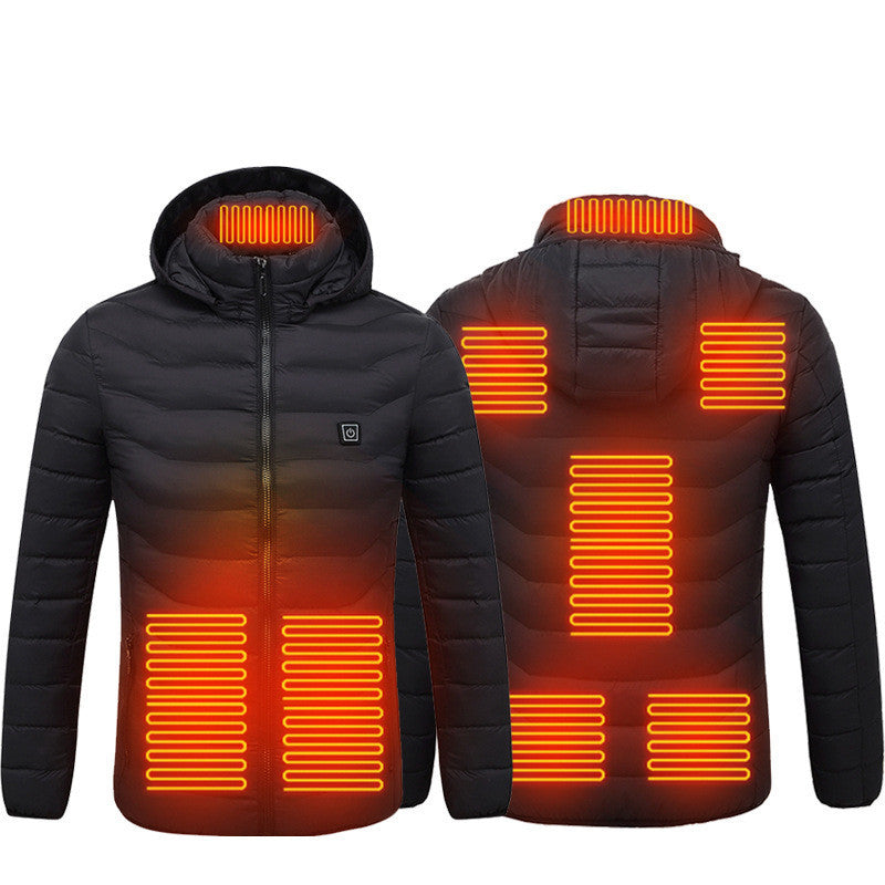 Men Heated Puffer Jacket Electric Heating Coat Insulated Hood Windbreaker 9Heat Zones Men Heated Puffer Jacket Electric Heating Coat Insulated Hood Windbreaker 9Heat Zones