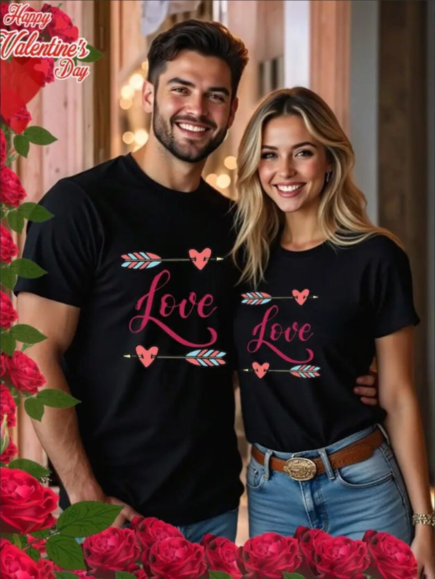 Love Valentine'S Day T-Shirt, Couple T-Shirt, Couple Christmas, Fashion Casual T-Shirt, Short-Sleeved T-Shirt Love Valentine'S Day T-Shirt, Couple T-Shirt, Couple Christmas, Fashion Casual T-Shirt, Short-Sleeved T-Shirt