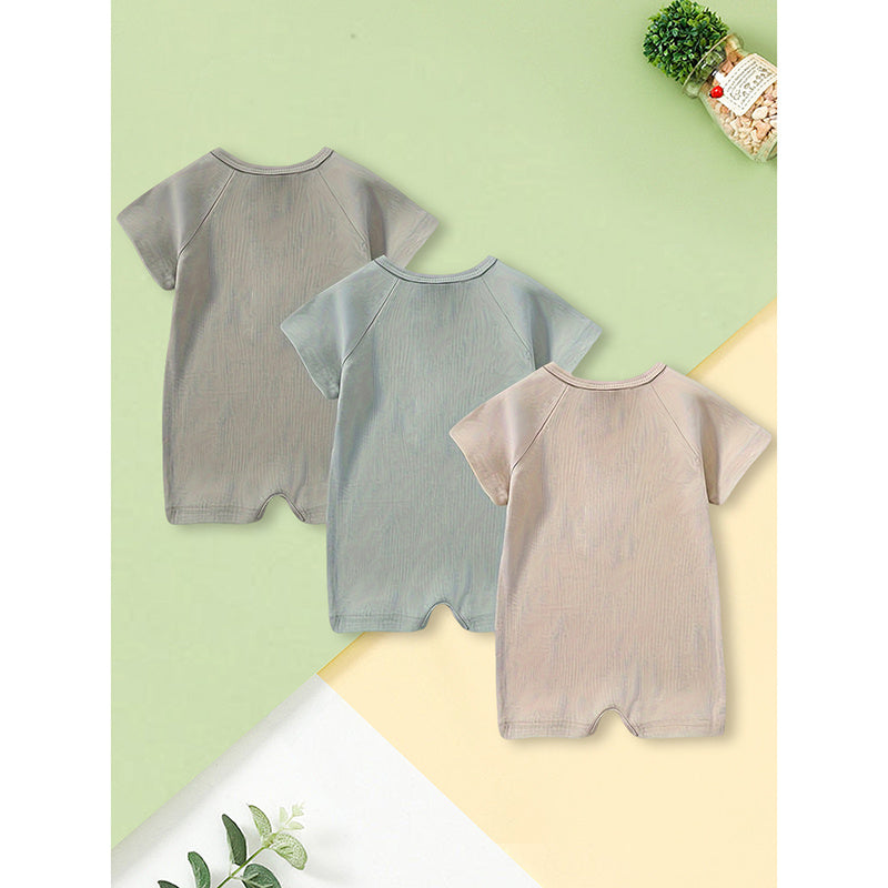 3-Pack Baby Boys One-Piece Romper Set, Long Sleeve Ribbed Button Jumpsuit 3-Pack Baby Boys One-Piece Romper Set, Long Sleeve Ribbed Button Jumpsuit