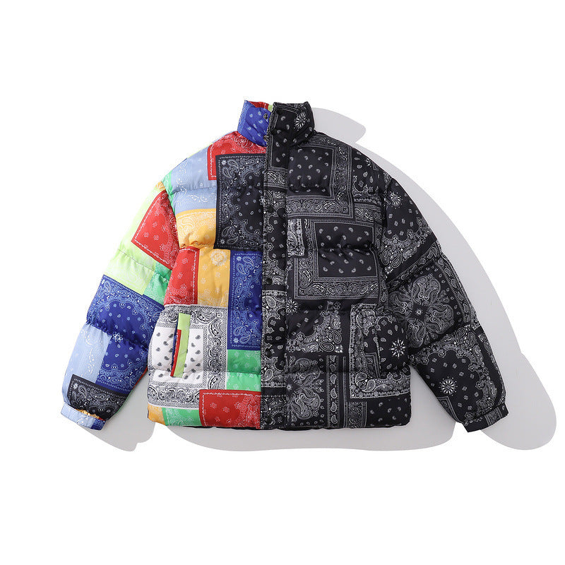 Color-blocking Thick Bread Clothes Loose Cotton-padded Jackets For Men And Women Color-blocking Thick Bread Clothes Loose Cotton-padded Jackets For Men And Women