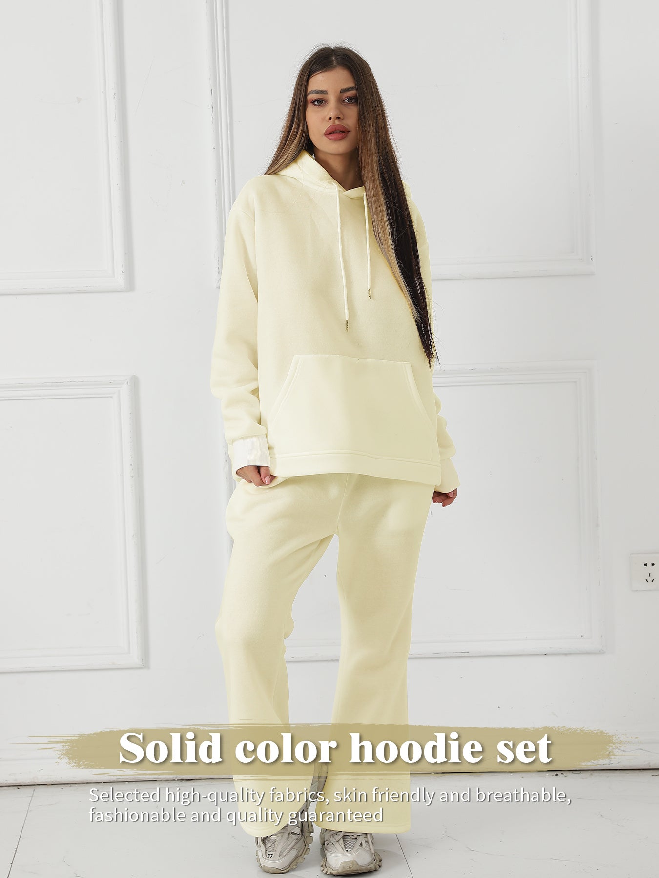 Women's Fashionable Casual Solid Color Long Sleeved Sweatshirt Set Women's Fashionable Casual Solid Color Long Sleeved Sweatshirt Set