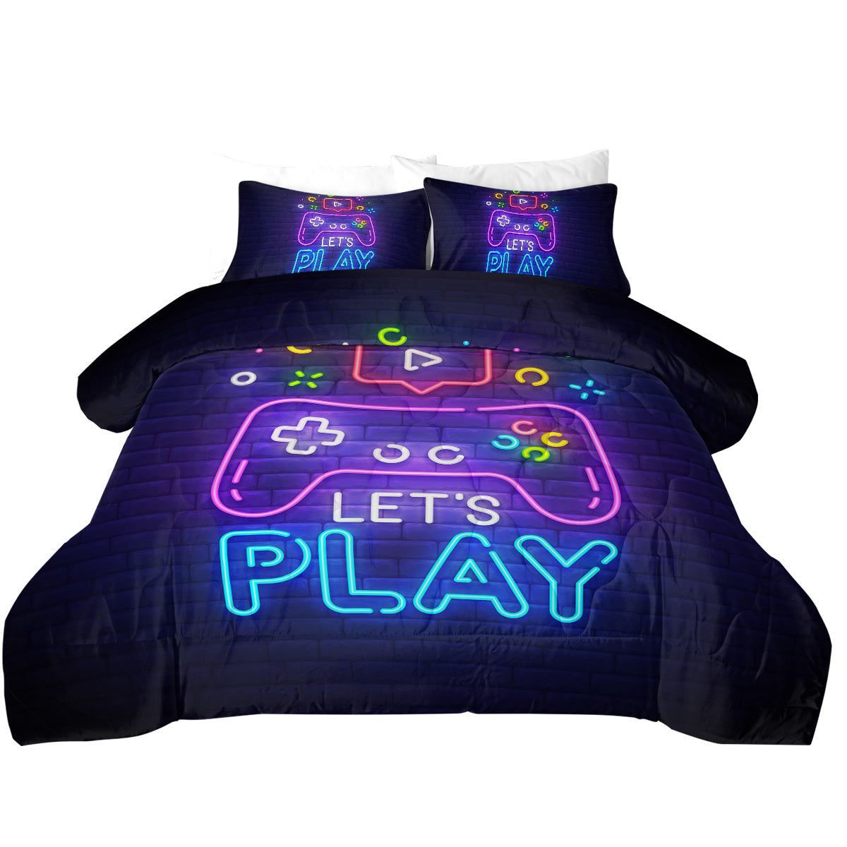 3 Pieces Neon Game Pattern Comforter Set Ultra Soft Bedding Set 3 Pieces Neon Game Pattern Comforter Set Ultra Soft Bedding Set
