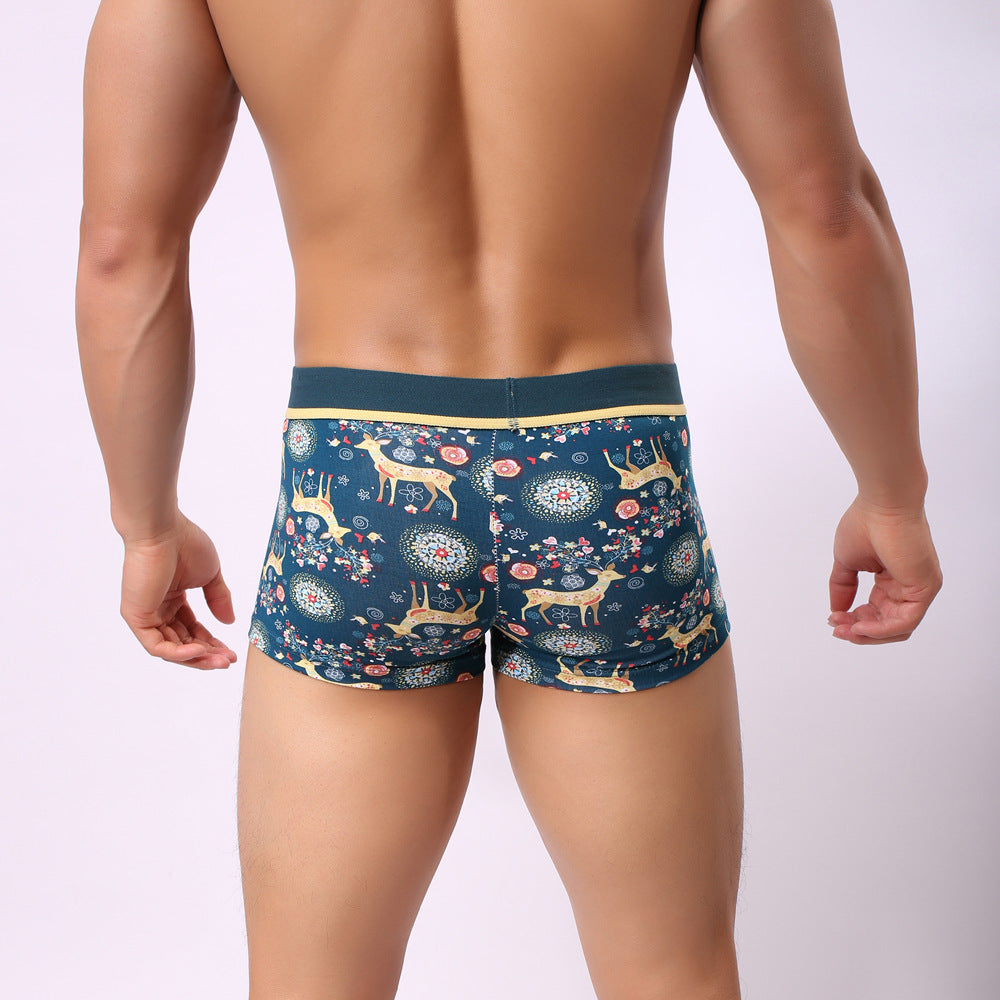 Elk Mid Waist Boxer Pants Men Panties Men Elk Mid Waist Boxer Pants Men Panties Men
