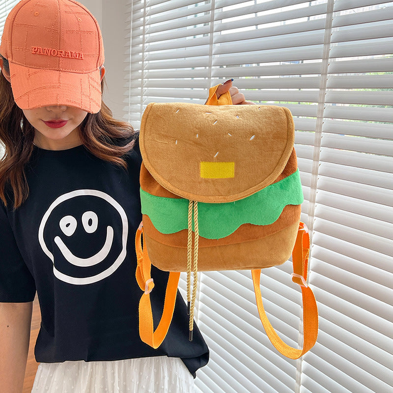 Cute Hamburger Plush Backpack Soft Cartoon Burger Plush Coin Purse Girls Kindergarten School Bookbag Children Kids Pack Cute Hamburger Plush Backpack Soft Cartoon Burger Plush Coin Purse Girls Kindergarten School Bookbag Children Kids Pack