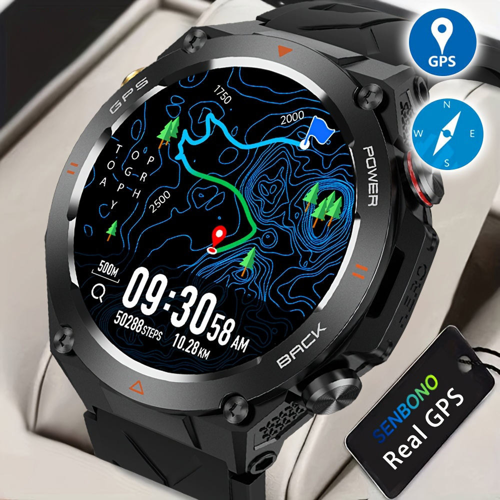 SENBONO GPS Smart Watch Men 1.45'' HD Screen Built-In GPS Altimeter Barometer Compass AI Voice Compatible With Android & IPhone SENBONO GPS Smart Watch Men 1.45'' HD Screen Built-In GPS Altimeter Barometer Compass AI Voice Compatible With Android & IPhone