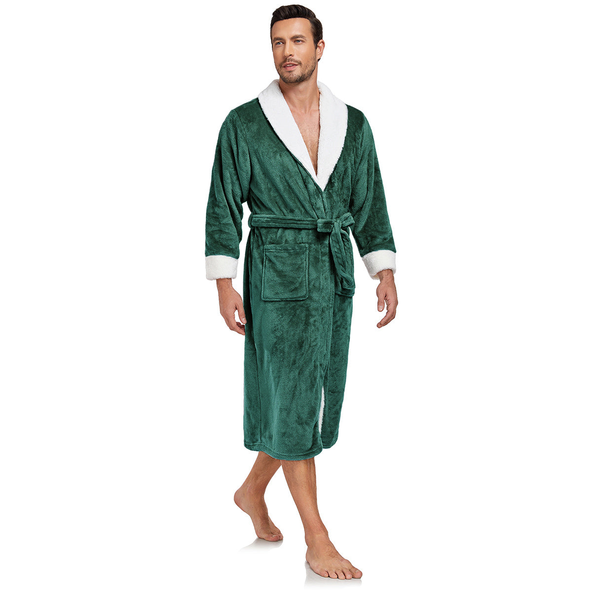 RONGTAI Men's Plush Long Bathrobe, Soft And Warm, Full Length, Shawl Collar, Fleece RONGTAI Men's Plush Long Bathrobe, Soft And Warm, Full Length, Shawl Collar, Fleece