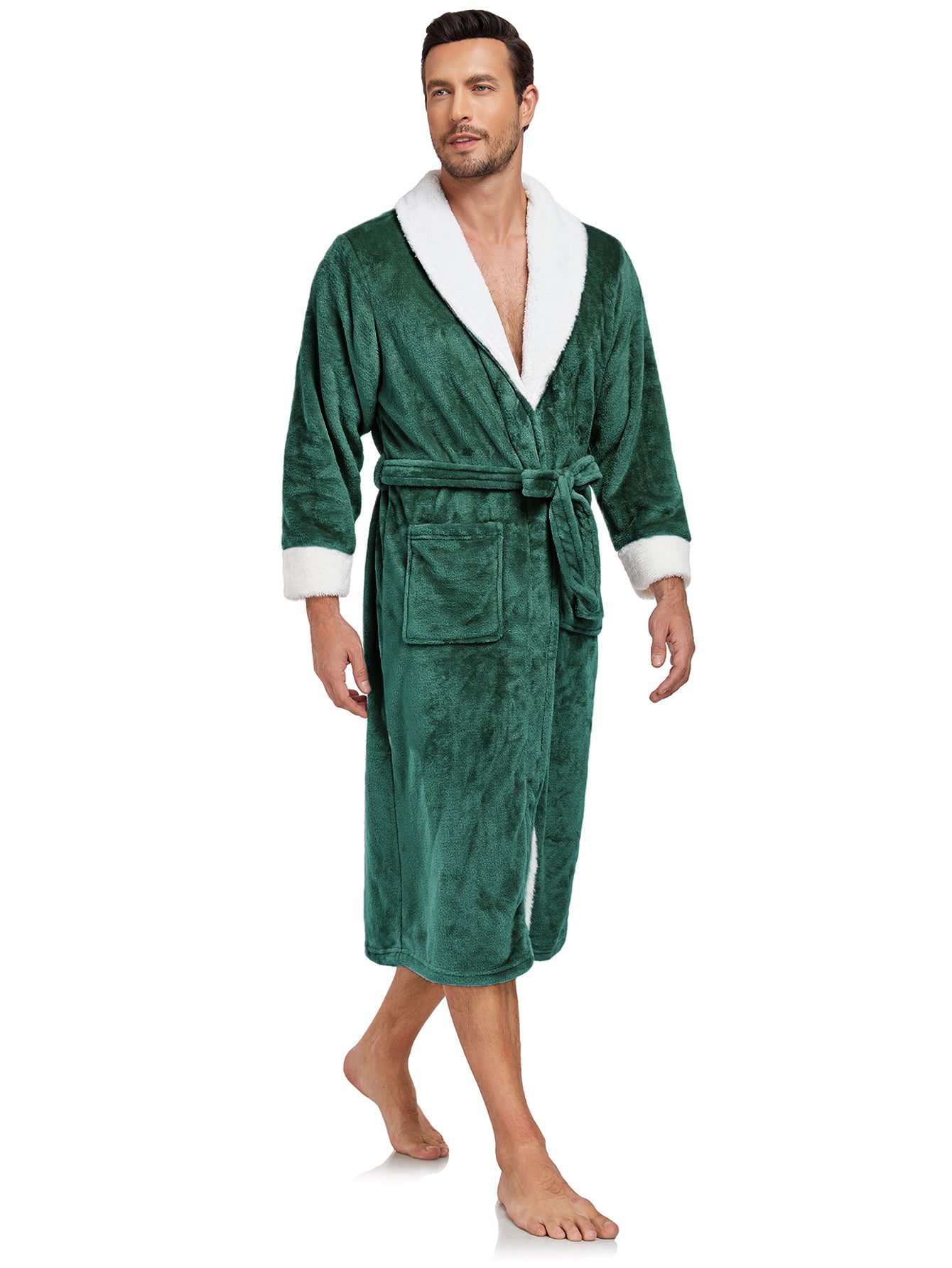 RONGTAI Men's Plush Long Bathrobe, Soft And Warm, Full Length, Shawl Collar, Fleece RONGTAI Men's Plush Long Bathrobe, Soft And Warm, Full Length, Shawl Collar, Fleece