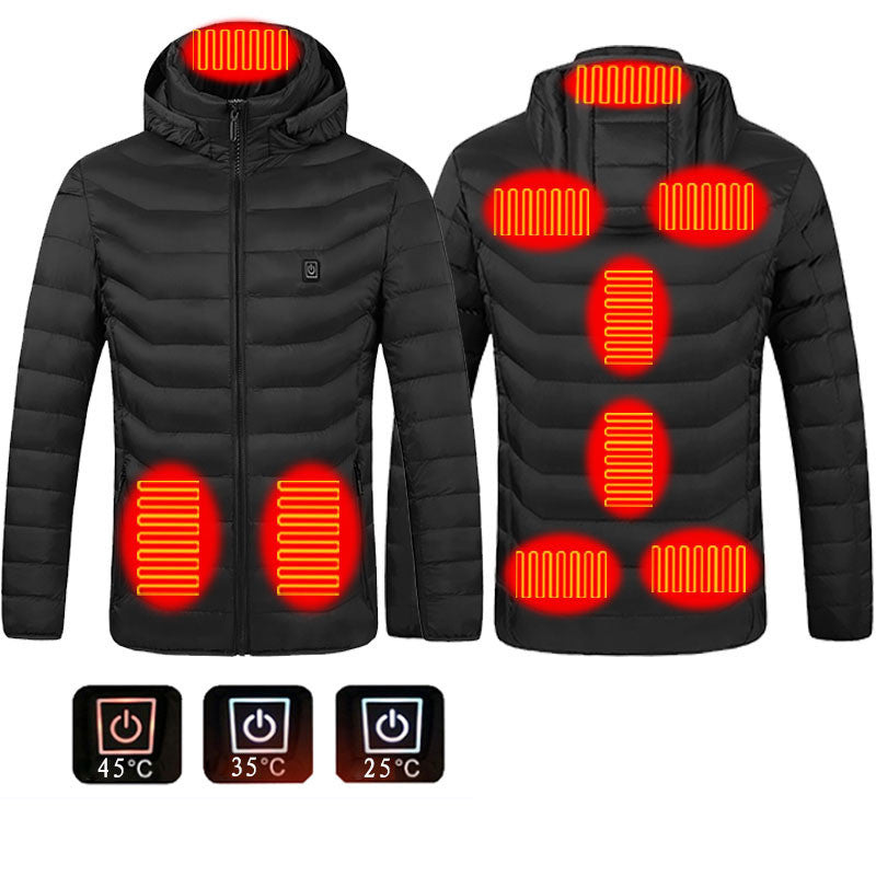 Men Heated Puffer Jacket Electric Heating Coat Insulated Hood Windbreaker 9Heat Zones Men Heated Puffer Jacket Electric Heating Coat Insulated Hood Windbreaker 9Heat Zones