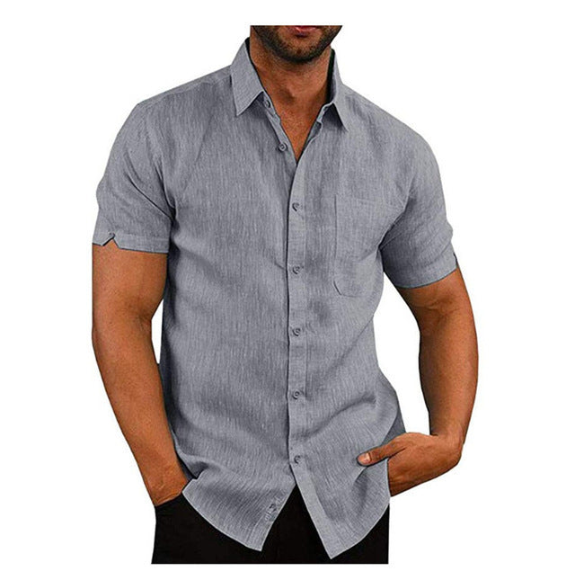 Men Short Sleeve Summer Solid Shirts Casual Loose Tops Tee Men Short Sleeve Summer Solid Shirts Casual Loose Tops Tee