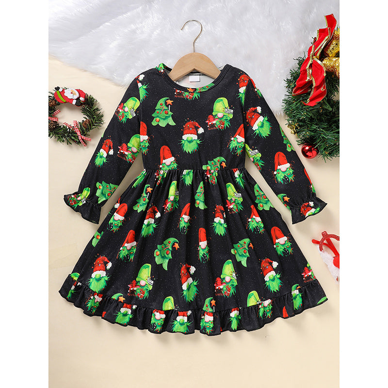 Toddler Kids Baby Girl Christmas Dress Outifts, Long Sleeves Cartoon Prints Party Dress With Heart Print Vest Coat Xmas Clothes Set Toddler Kids Baby Girl Christmas Dress Outifts, Long Sleeves Cartoon Prints Party Dress With Heart Print Vest Coat Xmas Clothes Set