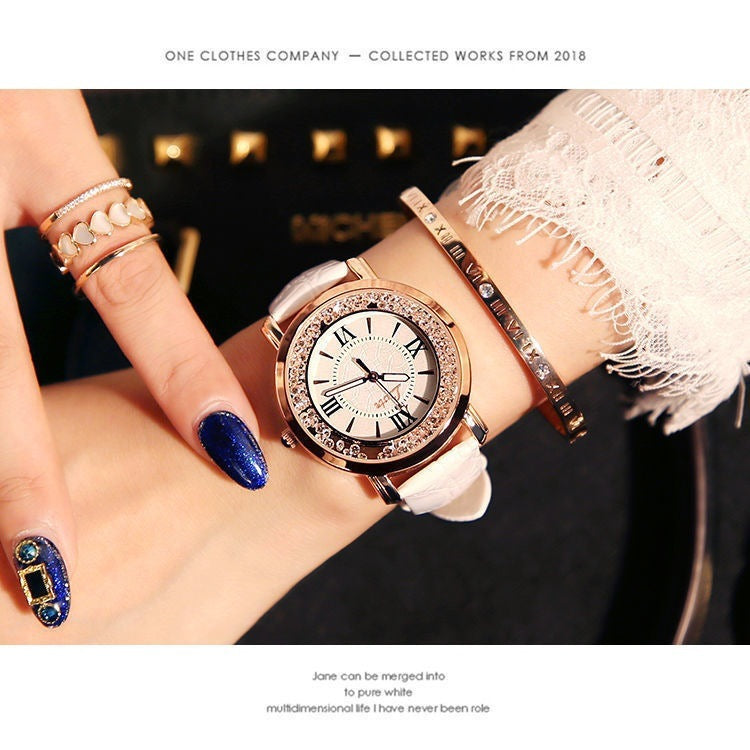 Mobile rhinestone women's watch Korean fashion trend student retro belt watch quartz watch Mobile rhinestone women's watch Korean fashion trend student retro belt watch quartz watch