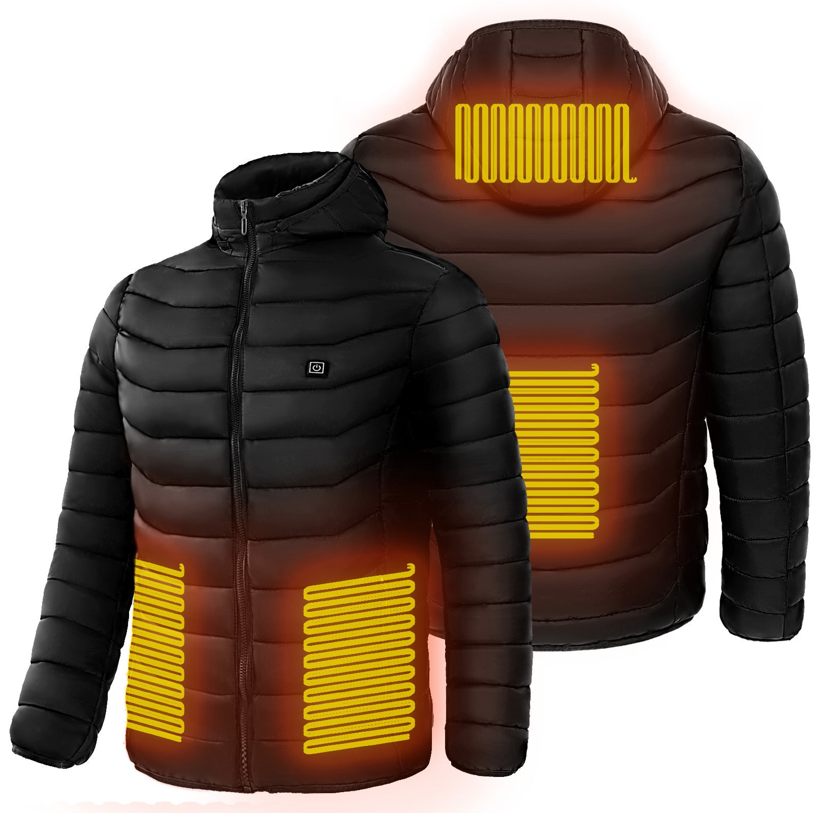 Men Heated Puffer Jacket Electric Heating Coat Insulated Hood Windbreaker 9Heat Zones Men Heated Puffer Jacket Electric Heating Coat Insulated Hood Windbreaker 9Heat Zones