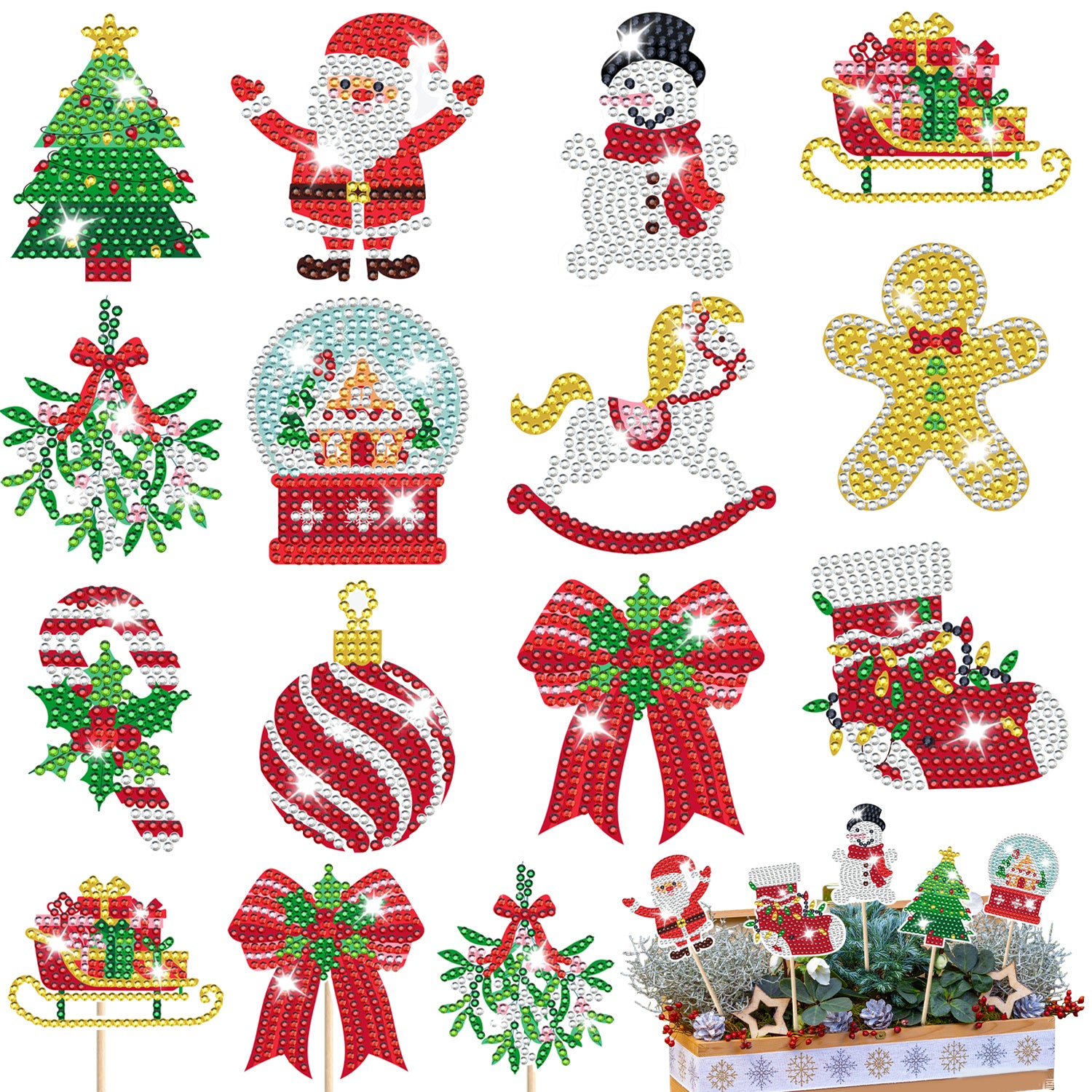 12 Pcs Christmas Rhinestones Painting Kits 12 Pcs Christmas Rhinestones Painting Kits