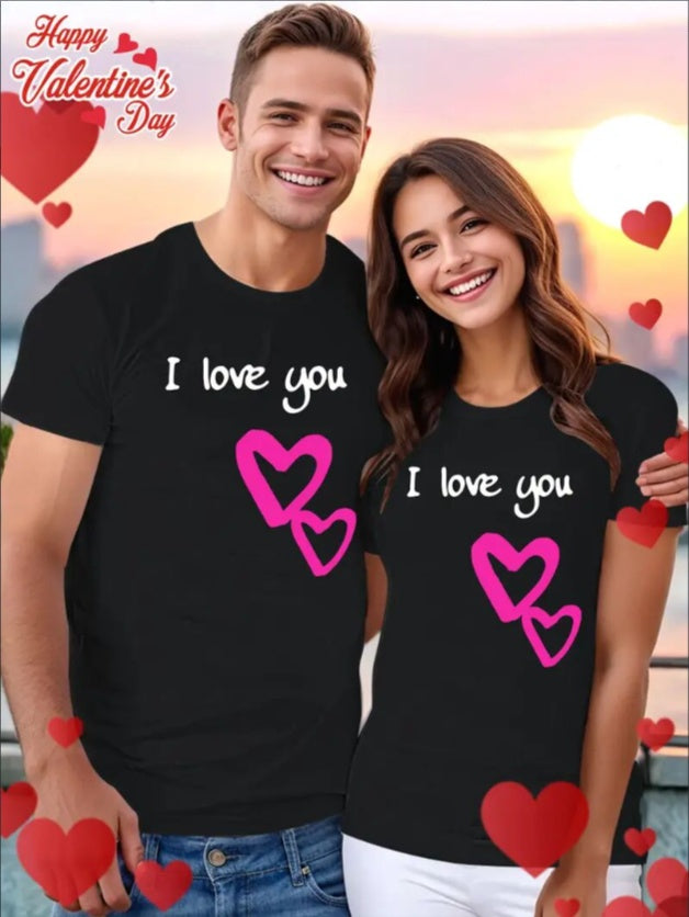 Love Valentine'S Day T-Shirt, Couple T-Shirt, Couple Christmas, Fashion Casual T-Shirt, Short-Sleeved T-Shirt Love Valentine'S Day T-Shirt, Couple T-Shirt, Couple Christmas, Fashion Casual T-Shirt, Short-Sleeved T-Shirt