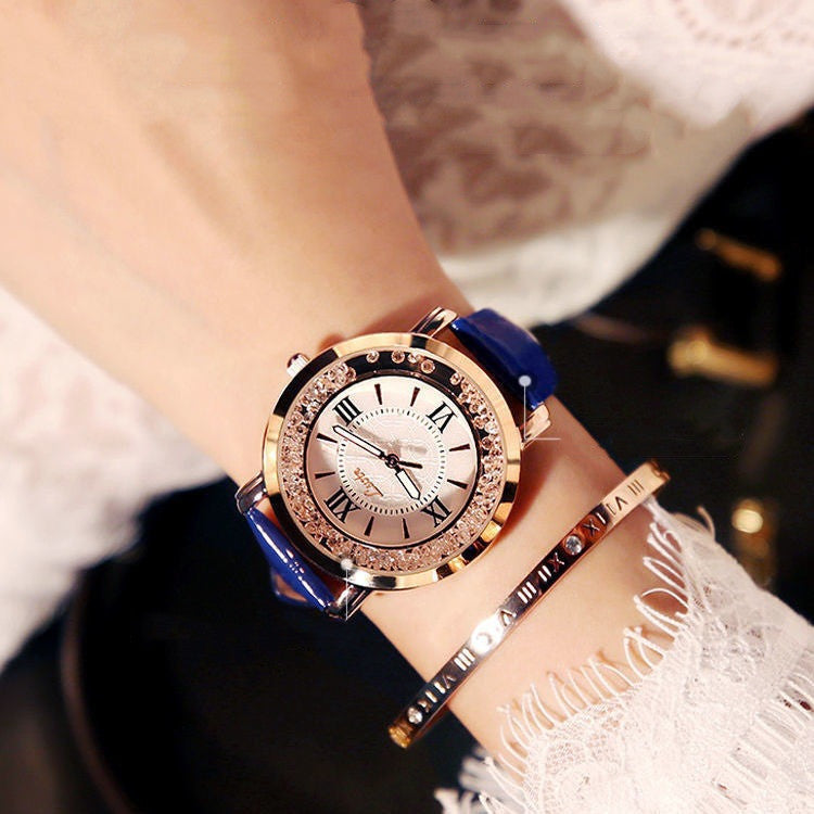 Mobile rhinestone women's watch Korean fashion trend student retro belt watch quartz watch Mobile rhinestone women's watch Korean fashion trend student retro belt watch quartz watch